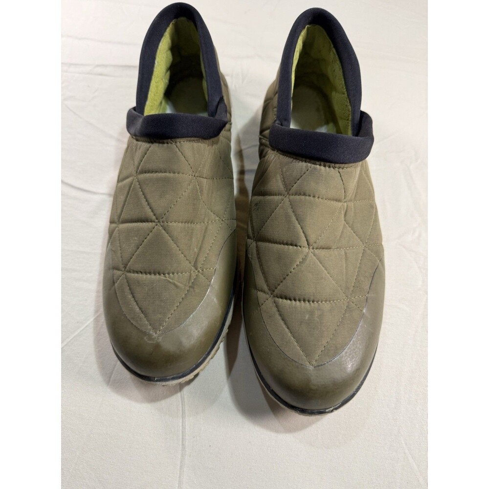 L.L. Bean Men’s Green Quilted Primaloft Slip‑On Slippers, Nylon, Comfort Sz 12